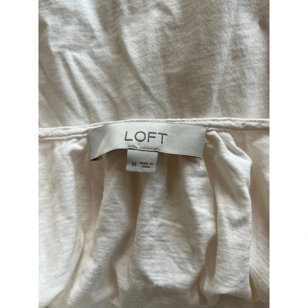 LOFT Womens Top White M Boho Cottage Coastal Vacation Minimalist - Picture 3 of 8